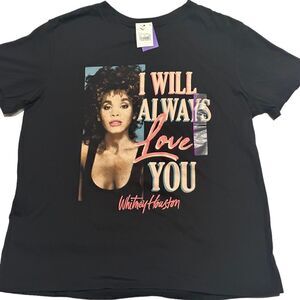 Vintage Whitney Houston Short Sleeve T-Shirt Black I Will Always Love You